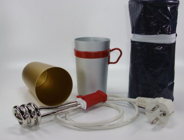 Travel Immersion heater set 350 watts "ECE 155" - with stainless steel mug